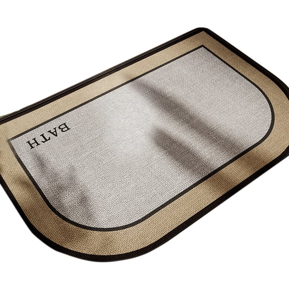 Thin Bathroom Rug Non- Half Circle Mat, Quick Dry Washable Bath Mat with Rubber Backing, Absorbent Woven Shower Rug Fits Under Door for Low Profile Bathroom Floor