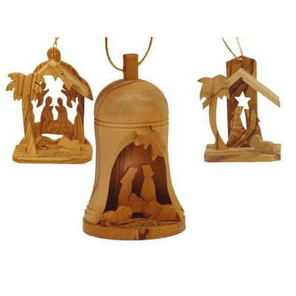 Holy Land Imports Bethlehem Olive Wood Christmas Ornament Set