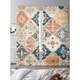 thumbnail image 3 of Boho Sheer Curtains 96 Inch Long 2 Panels, Vintage Orange Blue Abstract Ethnic Flower Texture Light Filtering Rod Pocket Semi Sheer Curtains, Sheer Voile Drapes for Living Room Bedroom, 52"x96", 3 of 5