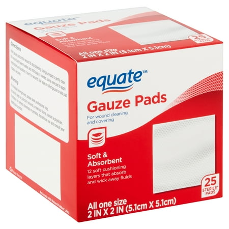 Equate Gauze Pads, 25 count (Best Way To Remove Gauze From A Wound)