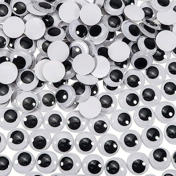 Nvzi 300pcs 20mm Plastic Wiggle Googly Eyes Self Adhesive Black Round Sticker Eyes DIY Arts Crafts Scrapbooking Accessories