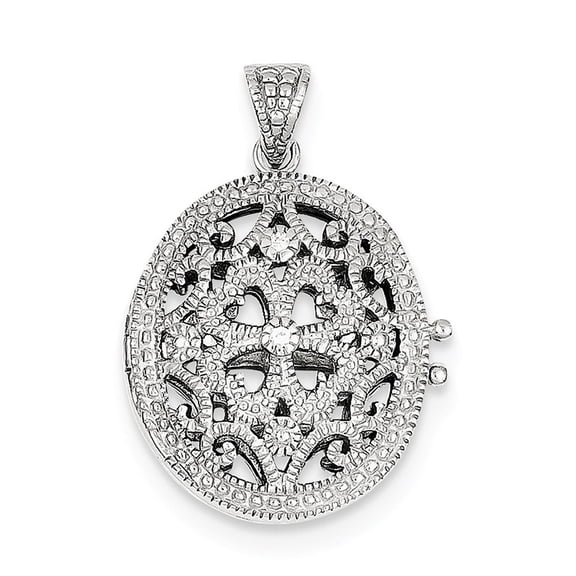 Sterling Silver Cubic Zirconia Locket - Measures 29.35x20.55mm Wide