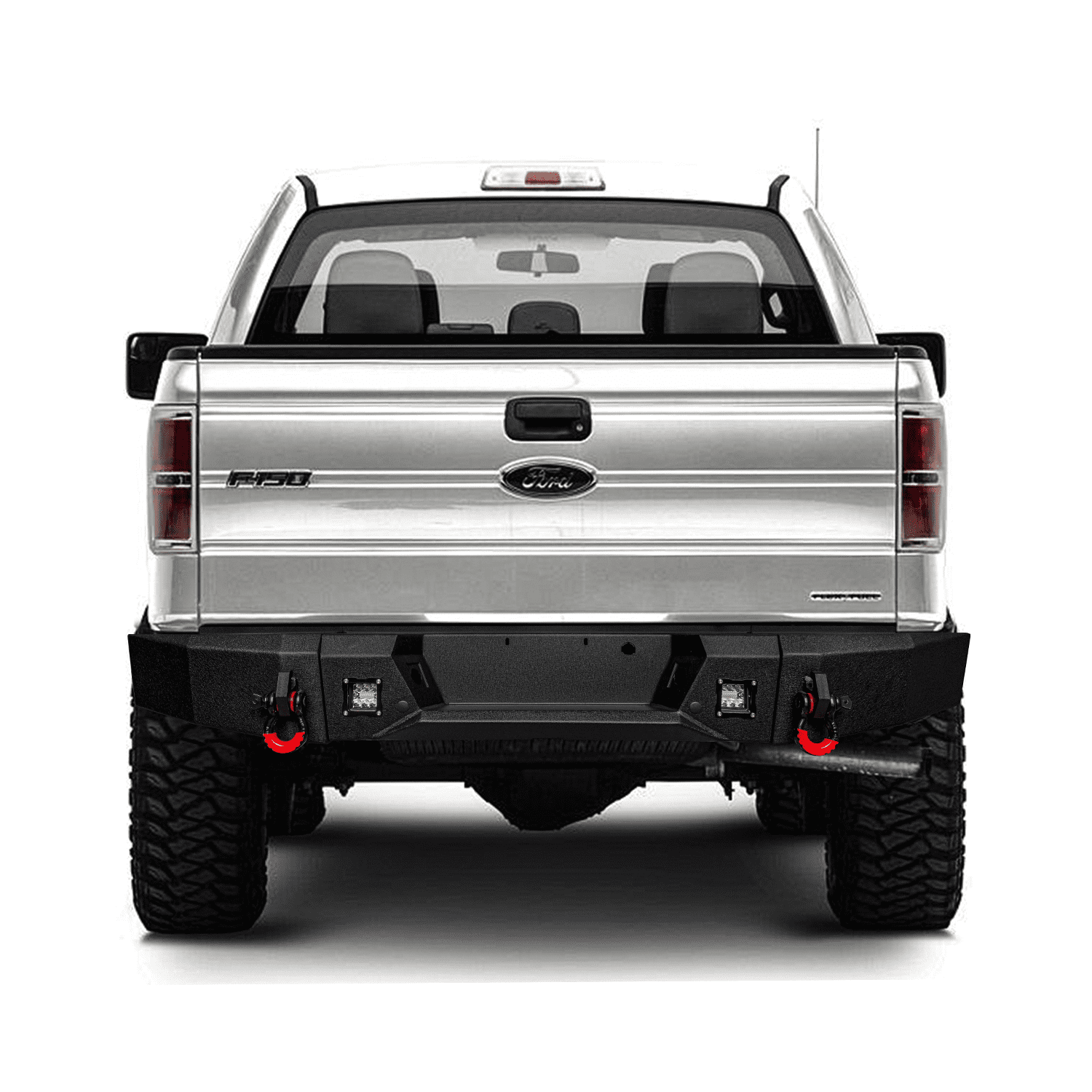 TIOYAR Steel Front and Rear Bumper for 2009-2014 Ford F150 (Not fit Raptor) With Winch Plate&Lights (Black Texture)