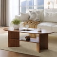thumbnail image 5 of Gelloan 47" Modern Coffee Table,Oval Coffee Table,Double-layer Coffee Table with Sturdy Pedestal for Apartment,Living Room,Bedroom,Walnut, 5 of 7