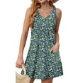 thumbnail image 3 of Fantaslook Summer Dresses for Women Casual V Neck Sleeveless Sundresses Floral Beach Short Dress with Pockets, 3 of 9