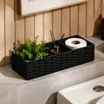 thumbnail image 2 of Akmoler Woven Toilet Paper Storage Basket, 3-Section Divided Tank Topper, Natural Handwoven Paper Rope Basket Organizer for Bathroom Countertop Shelf Bathroom Home Decor - Black, 2 of 8