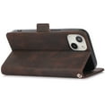 thumbnail image 5 of Skin-Friendly Wallet Case for iPhone 14, Premium PU Leather Shockproof Card Slots Cash Holder Flip Cover with Kickstand Folio Magnetic Clasp Wrist Hand Strap Handbag Case,Brown, 5 of 7