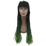 Unique Bargains Baseball Cap with Hair Extensions Braided Wig Hairstyle Adjustable Wig Hat for Woman Black Green