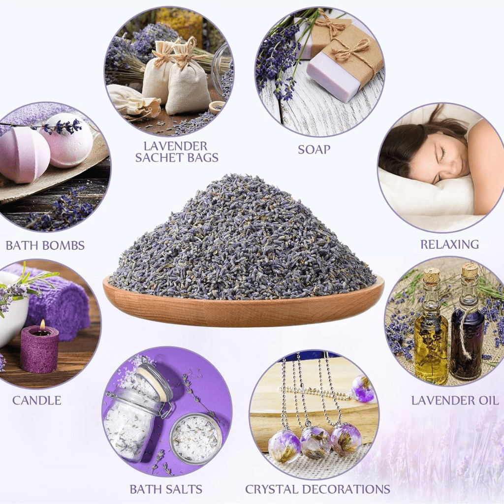 Lavender Flowers Organic Dried Buds 16 oz (453g) Imported From France for Culinary or Sachet Bags, 16oz Bulk