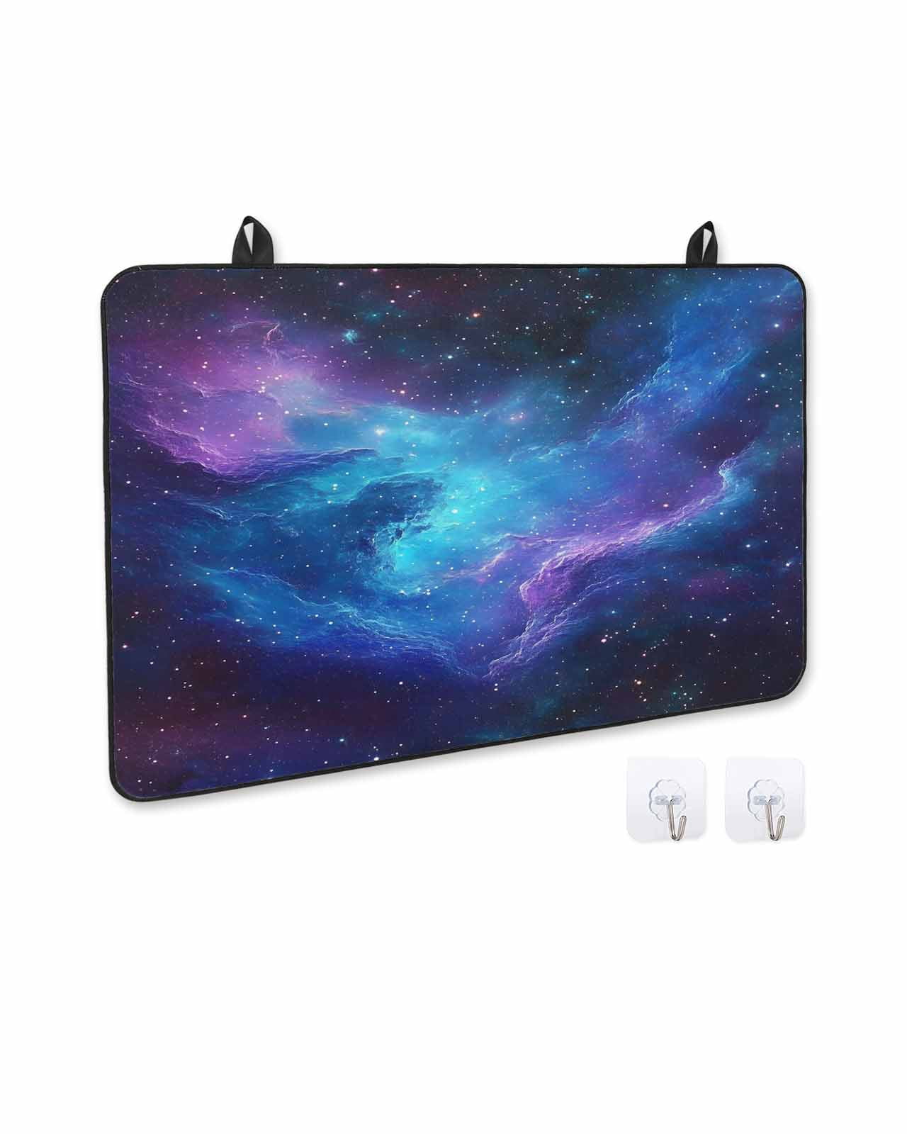 nqOlkjepod Large Induction Cooktop Protector Mat 36"x21", Blue Purple Space Stove Top Covers for Electric Stove, Modern Abstract Stars Sky Decorative Stove Burner Cover Mats, Glass Top Stove Cover