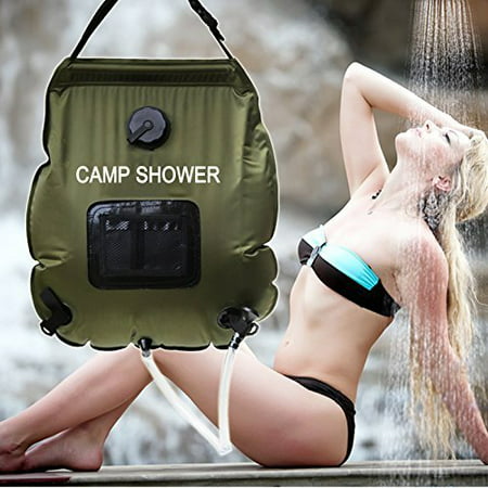 Wealers Premium solar showers Bag for Camping, 5-gallon / Includes Removable Hose W/on-off Switchable Shower Head Compact and Lightweight Strong Handle for Easy
