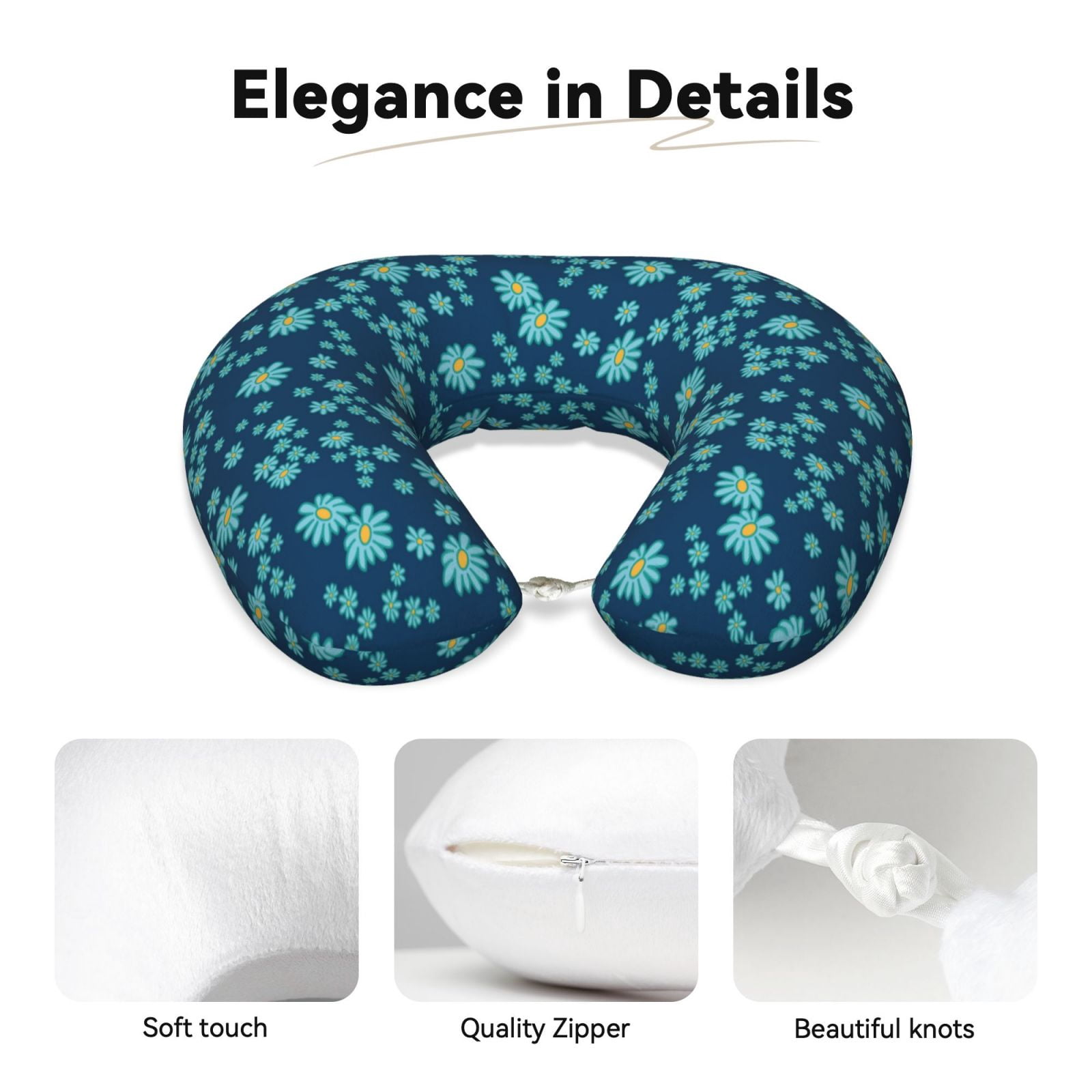 Xecao Daisies Flowers Print Memory Foam Cervical Neck Pillow Versatile U-Shaped Pillows for Home,Office,Camping,Travelling,Soft Washable Cover