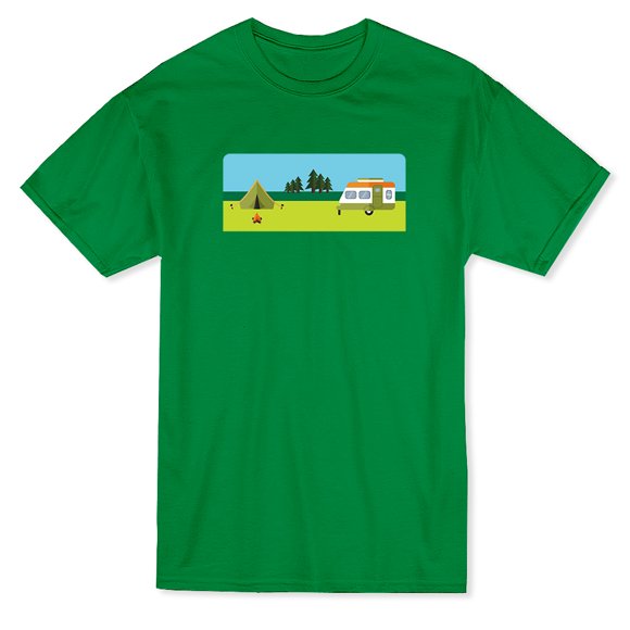 Camping Trip Graphic Men's Kelly Green T-shirt