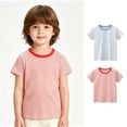 thumbnail image 1 of WENXIAOO Lot de 2 T-Shirts à Rayures à Manches Courtes à Col Rond pour Garçons et Filles, Hauts Tee Vêtements d'Été, Taille 12 m-7 A, 1 of 1