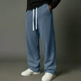thumbnail image 1 of Ceisia Men's Waffle Knit Patchwork Sweatpants with Drawstring Waist & Straight Leg Blue M Gifts, 1 of 9