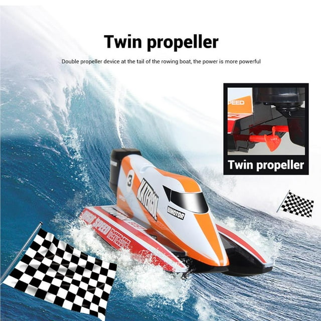 maskred Remote Controlled Boat Kids Outdoor Mini RC Boat 2.4G RC Speed Racing Boat Summer Water Toys Children Gift Blue