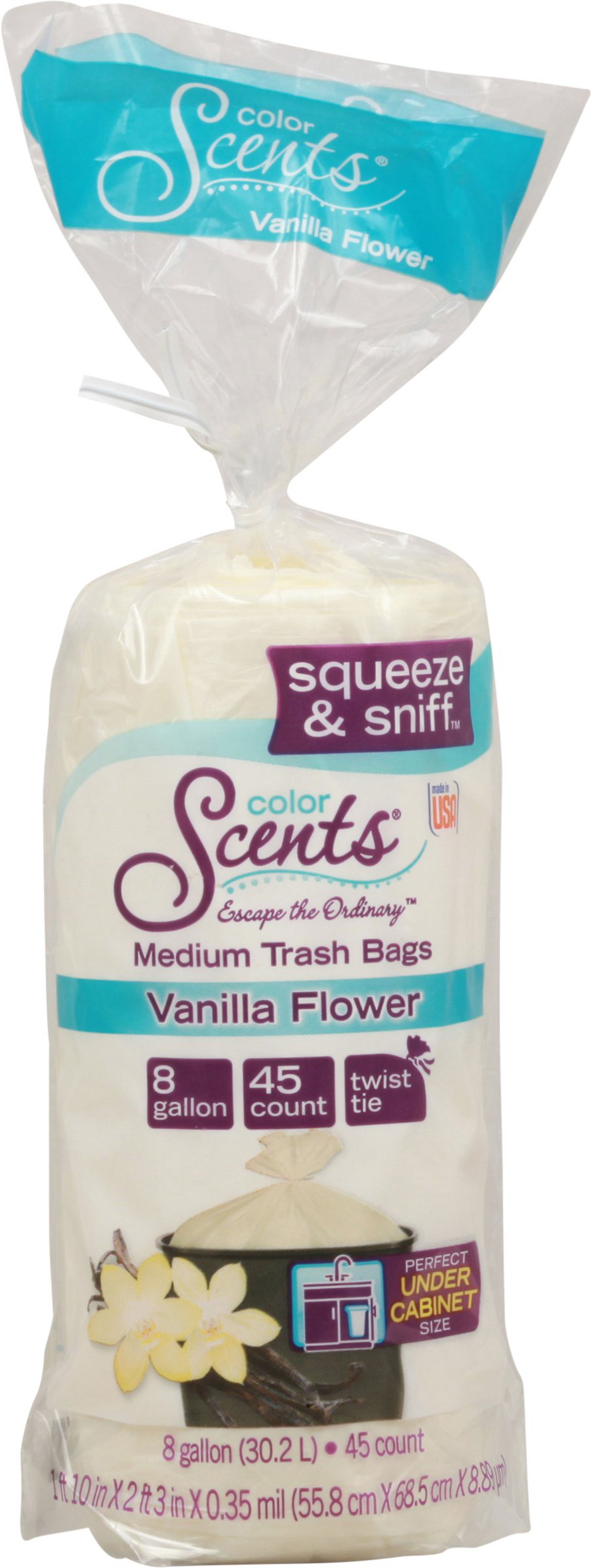 Color Scents  8 gal Squeeze & Sniff Twist Tie Vanilla Scent Trash Bags, 45 per Pack  - Pack of 8