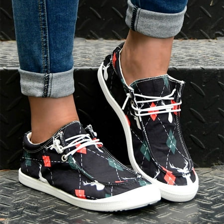 

MIARHB Floral Print Women s Sports Shoes Flat Breathable Shoes Women s Shoes