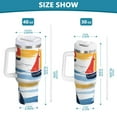 thumbnail image 6 of Yayeee 40oz Double-Wall Insulated Stainless Steel Tumbler with Handle Bottle, Orange Hand Drawn Sailboats, 6 of 8