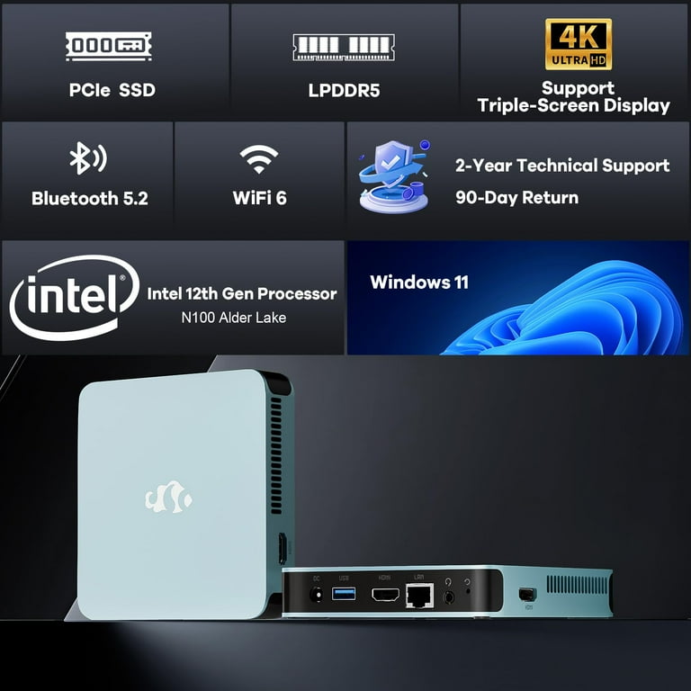 Mini-PC, 16GB RAM 512GB M.2 SSD Intel 12th Gen N100(Beat i3-1115G4