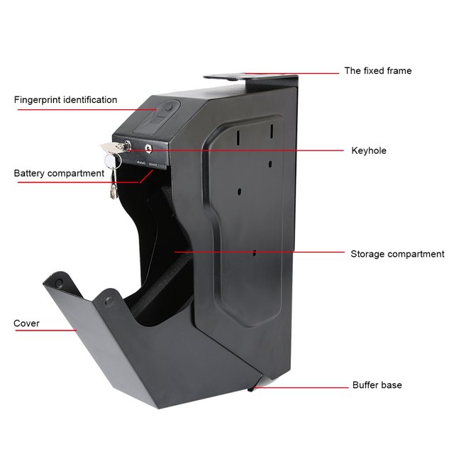 Mini Caja de Almacenamiento Portátil, Caja Fuerte con Cerradura de Huellas Dactilares, Acceso Rápido con Llaves de Repuesto, Caja de Seguridad Combin Unbranded AF05675
