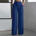thumbnail image 2 of ctdiral Womens Elastic Waist Dress Pants High Waist Wide Leg Pants with Pockets Solid Color Straight Trousers Business Work Slacks Khaki XL, 2 of 9