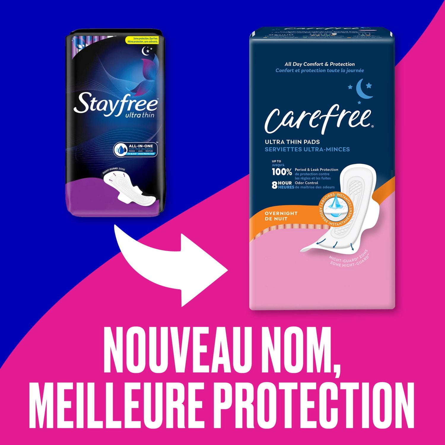 CAREFREE® Ultra Thin Pads, Overnight With Wings, 28ct