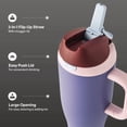 thumbnail image 3 of TAL 40oz Stainless Steel 2-in-1 Straw and Chug Tumbler with Push Lid and Handle, Purple, 3 of 9