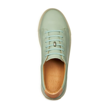 

PARIS IN PARIS Womens Watergreen Green Comfort Martel Round Toe Lace-Up Leather Sneakers 41