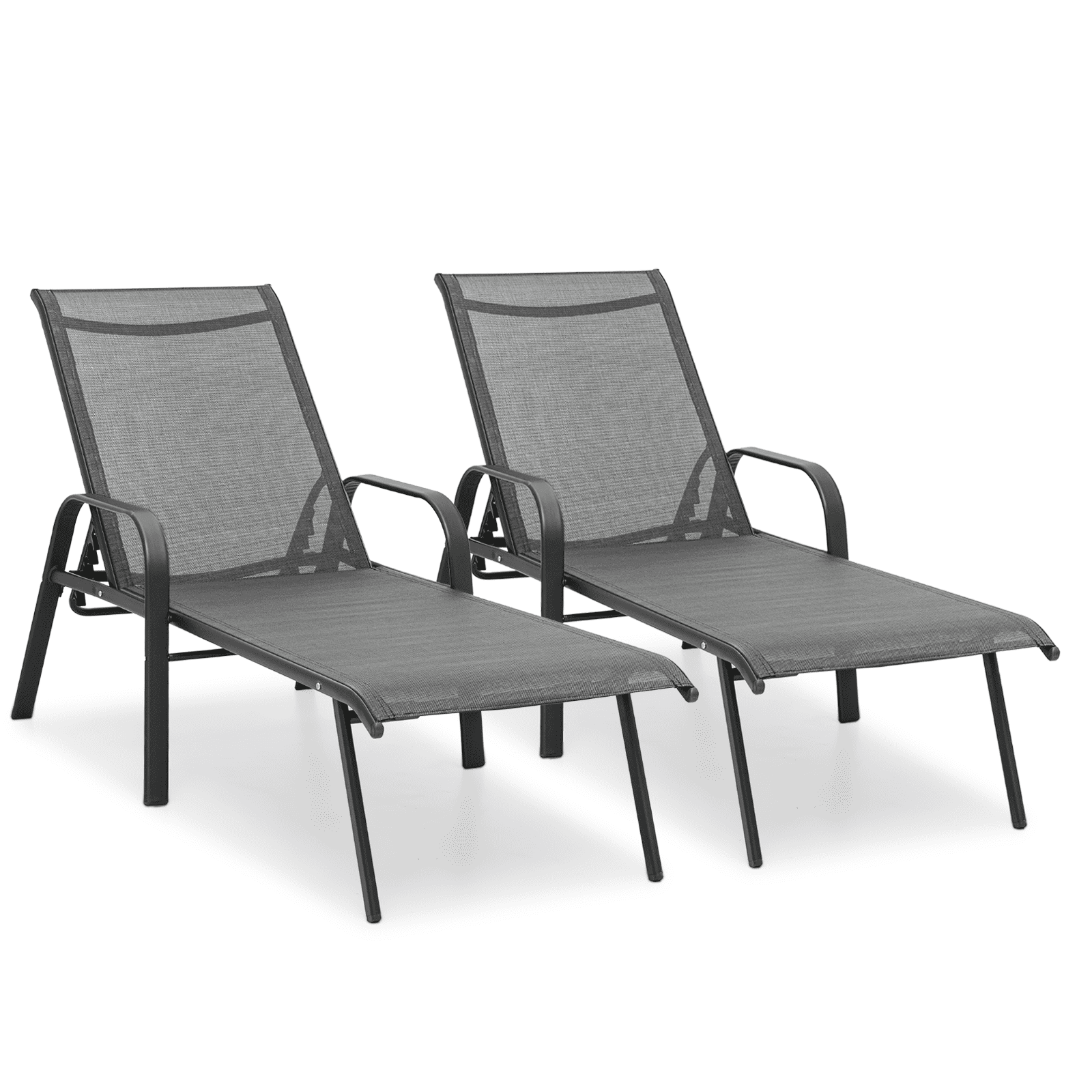 Magshion Set of 2 Patio Lounge Chairs with Adjustable Backrest, Pool