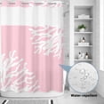 thumbnail image 4 of No Hook Shower Curtain with Built-in Rings - Nautical Coastal Washable Waterproof Fabric Bathroom Curtains for Hotel,Rentals, 72 X 84 Inch Extra Long , Ocean Coral Print Pink White, 4 of 9