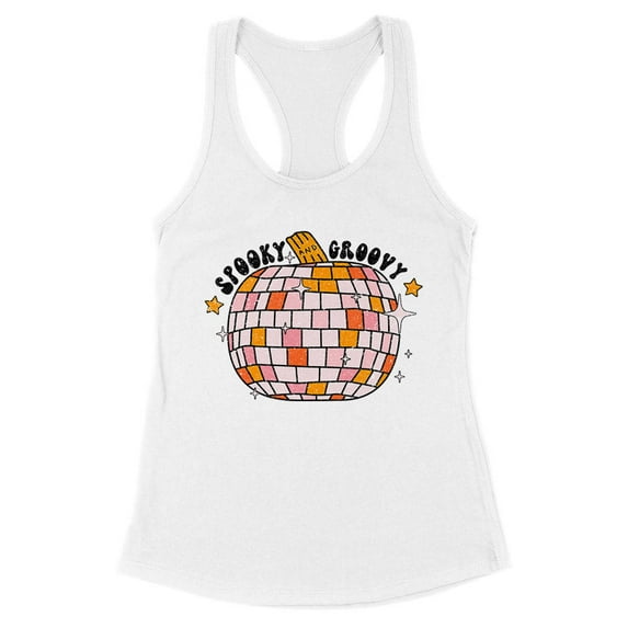 Spooky and Groovy Tank Top Fitted Racerback Women's Large White