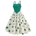 thumbnail image 3 of TSADFHJI Jupes pour Femmes Hiver Rétro Bretelles avec Enveloppe de Poitrine et Patchwork à Pois Robe Décontractée Ourlet de Fête TG Vert, 3 of 8