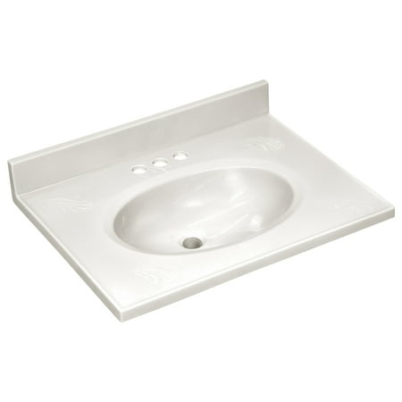 Design House Cultured Marble Ivory Swirl 25" x 19" Single Bowl Vanity Top with Centerset Mount and Backsplash