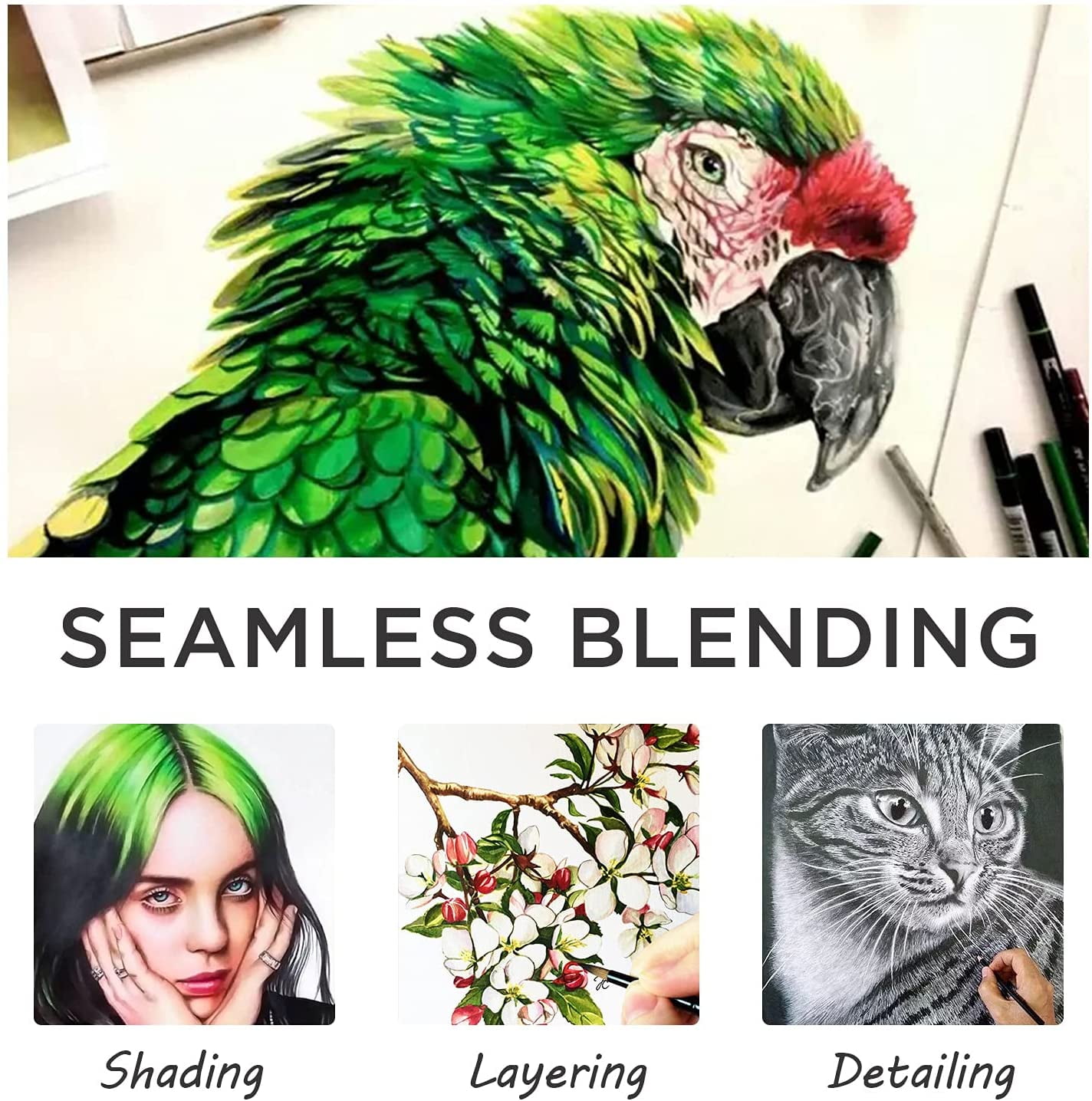 76 Pack Drawing Set Sketching Kit, Pro Art Supplies with 3-Color Sketchbook, Include Tutorial, Colored, Graphite, Charcoal, Watercolor & Metallic Pencil, for Artists Adults Teens Beginner