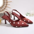 thumbnail image 5 of Women Shoes Slingback Heeled Sandals for Women Wide Width Classic Polka Dot Satin Pointed Closed Toe Thin Stiletto High Heel Adjustable Buckle Dress Pumps Women Shoes Casual Dress Black Heels Summer, 5 of 10