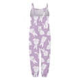 thumbnail image 6 of Girls Casual Floral Print Romper Jumpsuit Sleeveless Spaghetti Strap Playwear Toddler Kids Soft Purple 3 Years-4 Years, 6 of 6