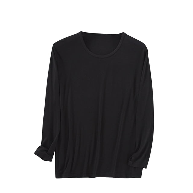 Mlkoz Pyjama pour Hommes Doux Pyjama pour Hommes Col Rond Manches Longues Haut de Nuit Léger Uni Confortable Pyjama
