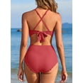 thumbnail image 3 of Bikini Sets for Women Scalloped Trim Swimsuits High Waisted Tummy Control Two Piece Bathing Suits 2025, 3 of 6