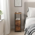 thumbnail image 6 of Small Narrow End Table, Set of 2, Side Table, Nightstand with 2 Cloth Drawers, Couch Table, for Living Room, Bedroom, Bedside, Brown, 6 of 16