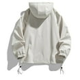 thumbnail image 3 of Windbreaker Men Casual Loose Fitting Long Sleeved Zippered Hooded Jacket Windbreaker Front-Zip Jacket Khaki L, 3 of 6
