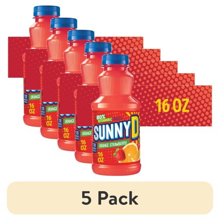 (5 pack) SUNNYD Orange Strawberry Juice Drink, 16 fl oz Bottle
