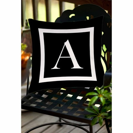 Thumbprintz Classic Block Monogram Decorative Pillow, Black