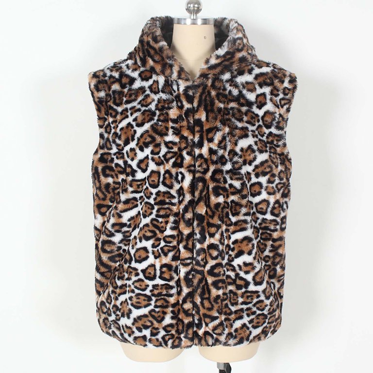 US 三軒茶屋 Fake Fur Leopard Zip Up Vest US 三軒茶屋 Fake Fur Leopard Zip Up Vest Leopard Faux Fur