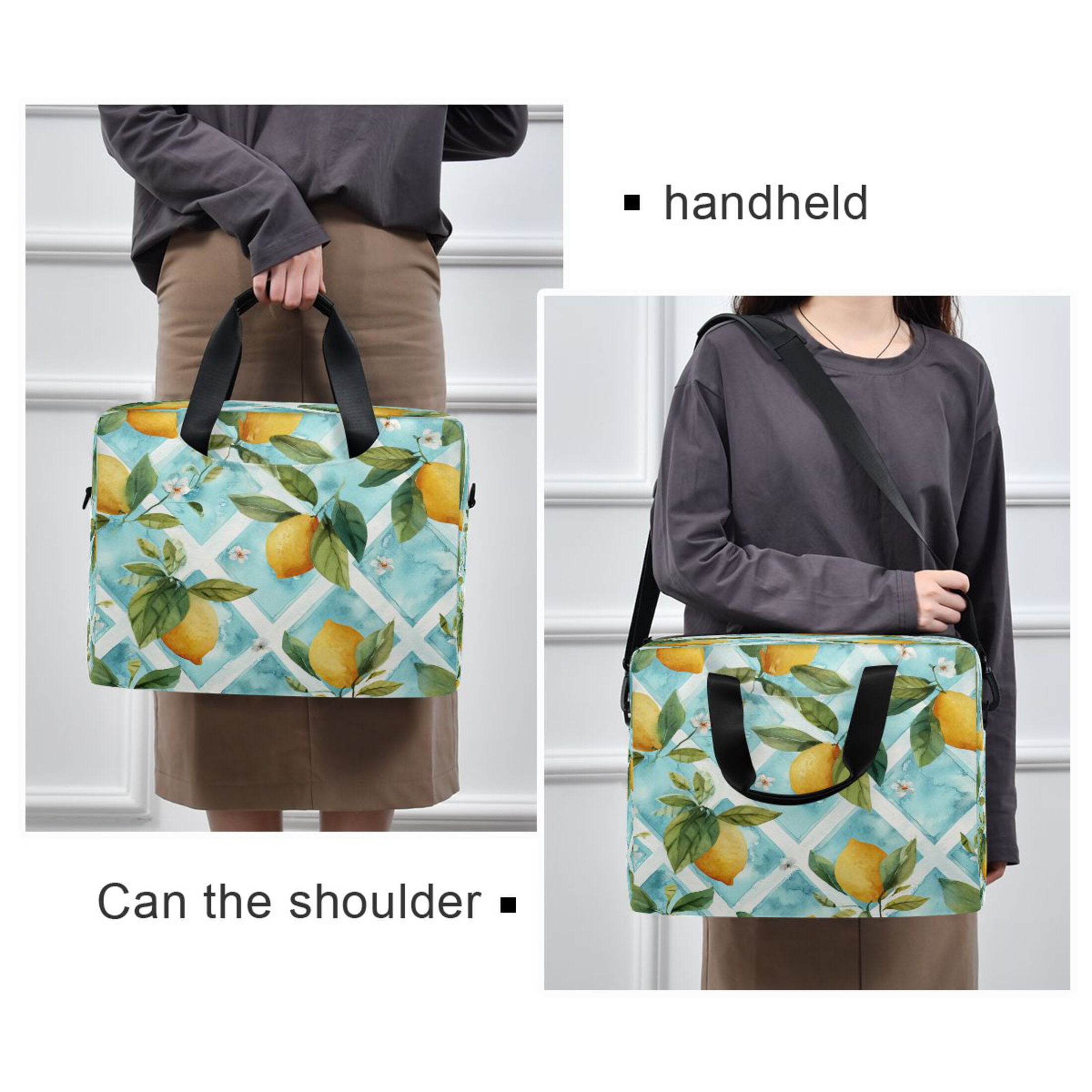 Laptop Bag Laptop Briefcase 15.7 x 3 x 11.8 Inches Laptop Bag Briefcases Laptop Storage Travel Laptop Bag Work Laptop Bag Beautiful Yellow Lemon Pattern