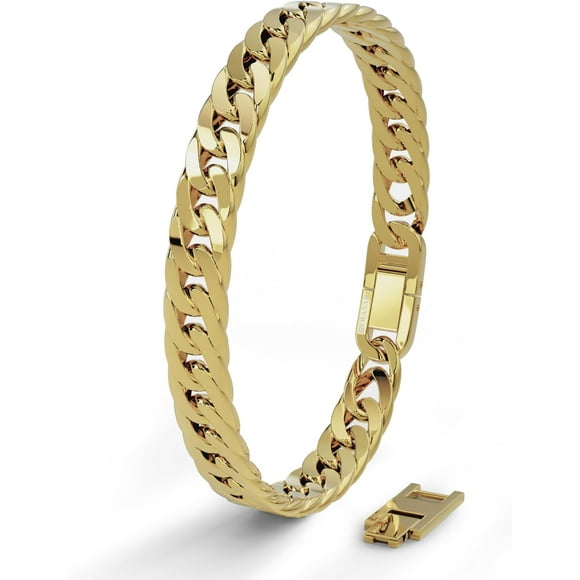 SERASAR | Premium stainless steel bracelet for men [Cuban] | 316L surgical steel | Waterproof | Secure clasp | Includes jewelry box | Color: Gold | Length: 23cm