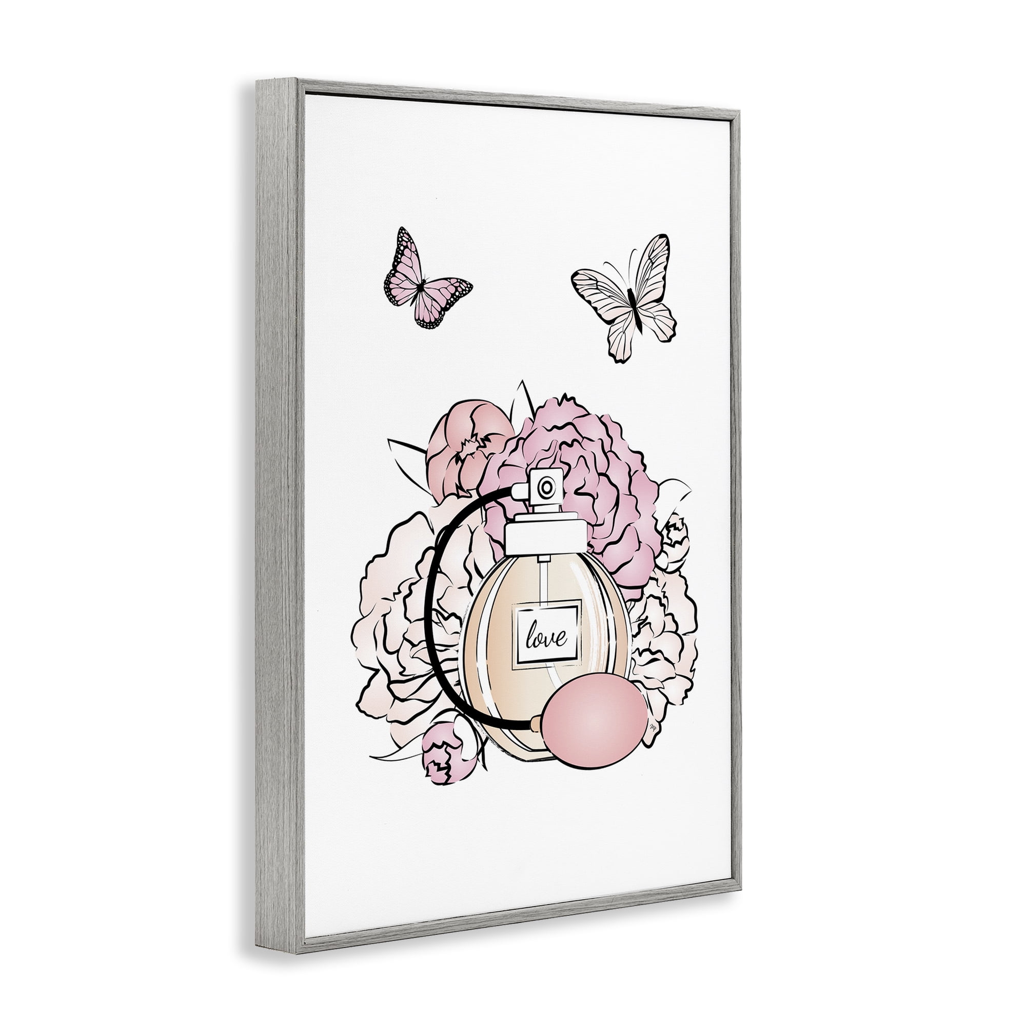 Stupell Industries Romantic Glam Scene Animals & Insects Painting Gray Framed Art Print Wall Art, 16 x 24