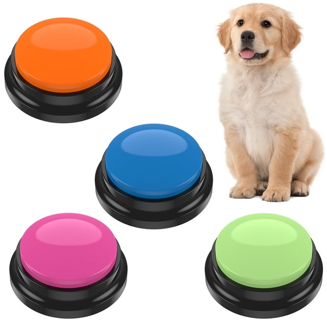 DEBGFS 4Pcs/6Pcs Dog Talking Button Recordable Dog Communication Button Colorful Pet Training Buttons Battery Powered Pet Training Buzzer Clear Recording Dog Button Easy to Use for Dogs Pe,4pcs