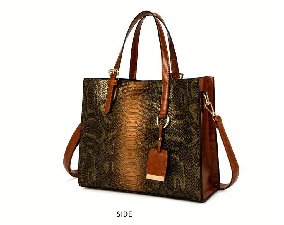 Luxurious Retro Women's Handbag Three-piece Set, Aurora Ostrich Pattern Women's Large-capacity Shoulder Bag