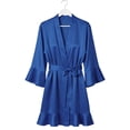 thumbnail image 5 of Spencer Women's Pure Short Silk Robes Bridesmaid Bride Party Satin Robes Sleepwear Loungewear Bathrobes S-2XL, 5 of 9